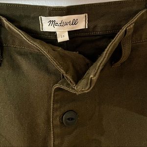 Madewell Emmett Wide Leg Cropped button-fly Pants. Dark Green. 29